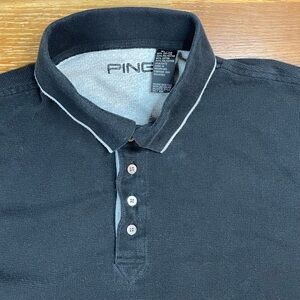 Ping Golf Polo Shirt Men’s XL Solid Black Waffle Knit Oversized Preppy Basic